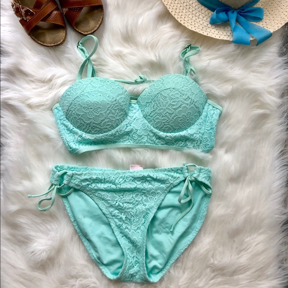 Turquoise Lace Corset Bikini